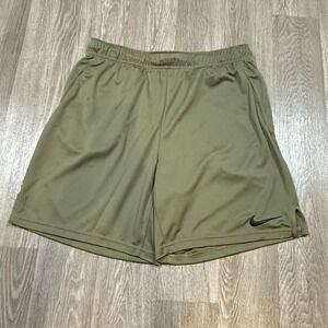 Nike Dri Fit Mens Athletic Training Shorts Khaki Green Size L